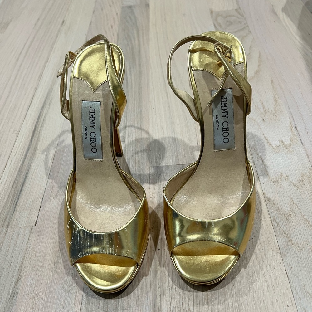 Jimmy choo gold heels. Authentic. No box